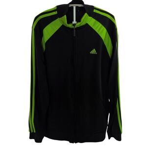 Adidas Mens Black Green Full Zip Track Jacket Activewear Athletic Size S Small